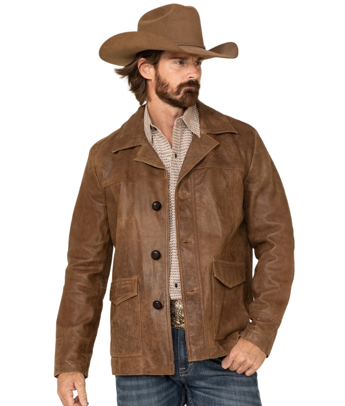 Dirky Brown Leather Cowboy Jacket