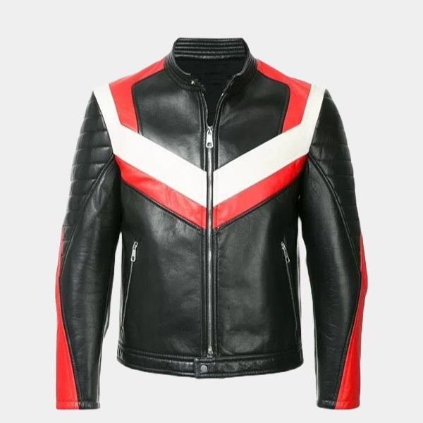 Men's iStripped Retro Snap Tab Collar Leather Cafe Racer Jacket SAFYD