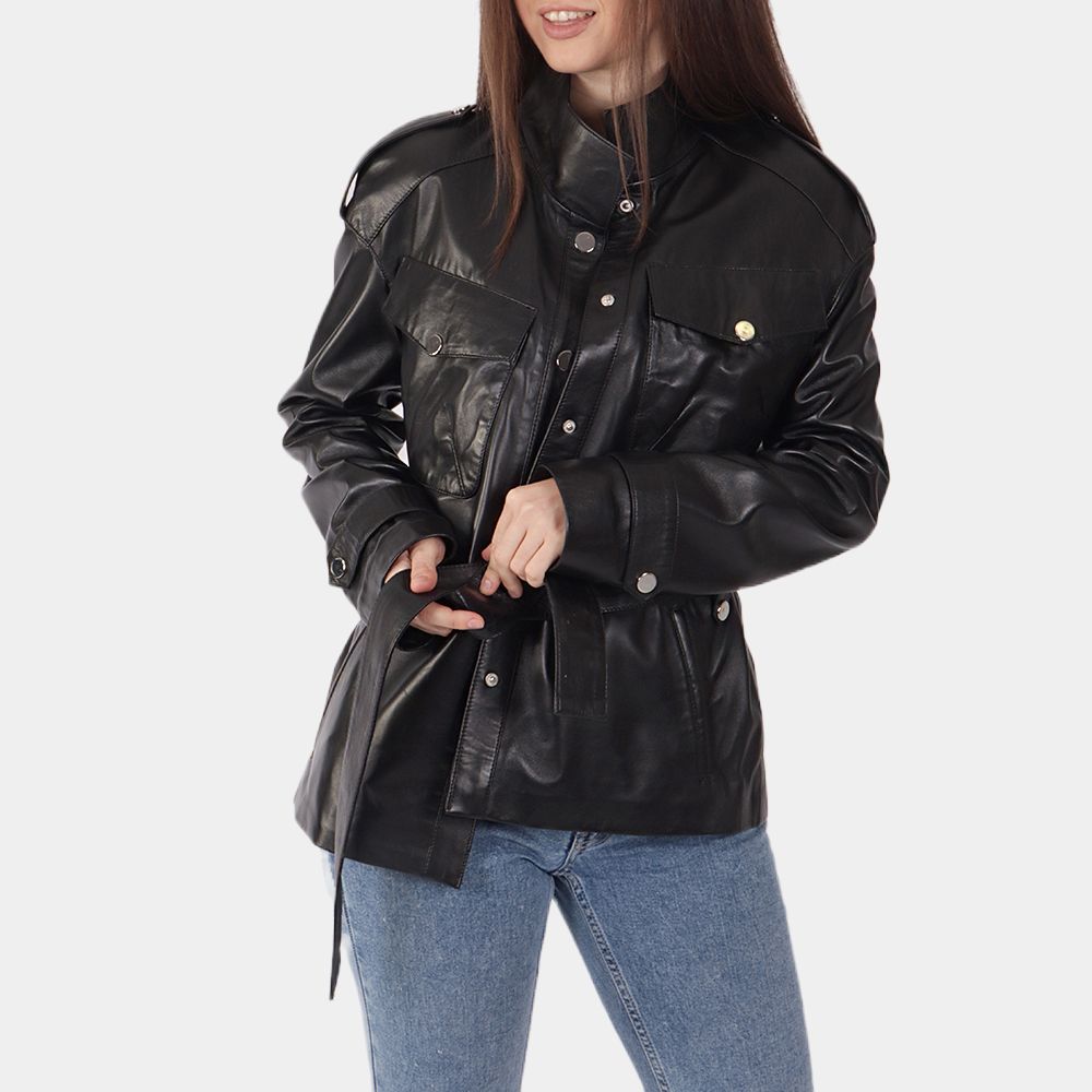 Women's Melinda Leather Jacket - Front View