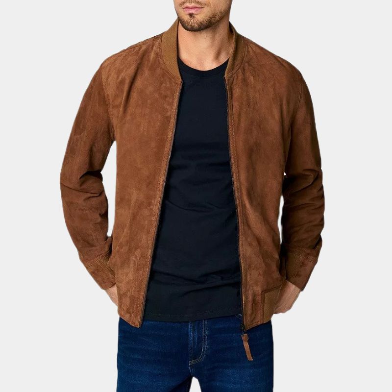 Pulp Fiction Butch Coolidge Brown Suede Leather Bomber Jacket - Front View