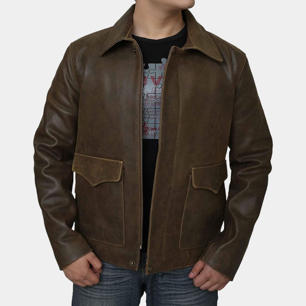 Indiana Jones Distressed Brown Leather Jacket
