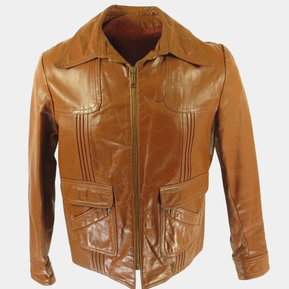 Men's Jonah Vintage Tan Jacket Front View