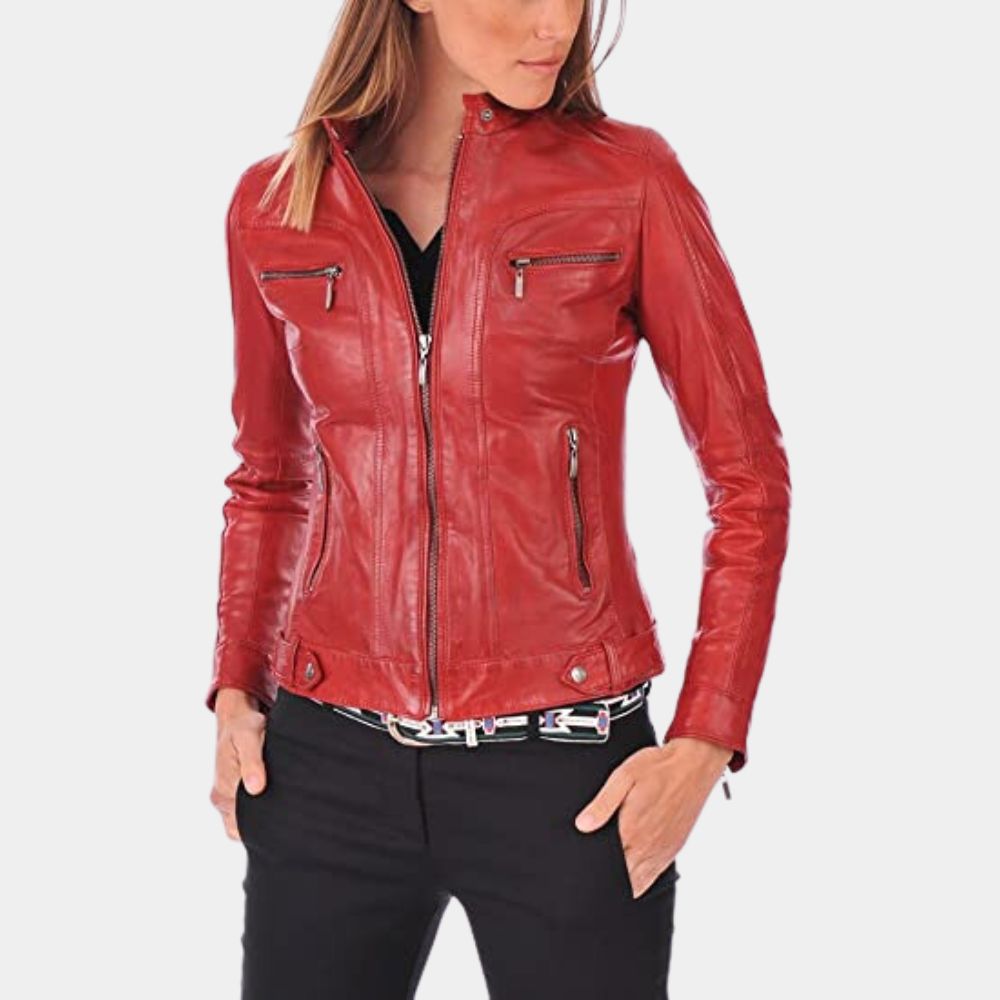 Biohazar Death Island Claire Redfield Leather Jacket - Front Posture View