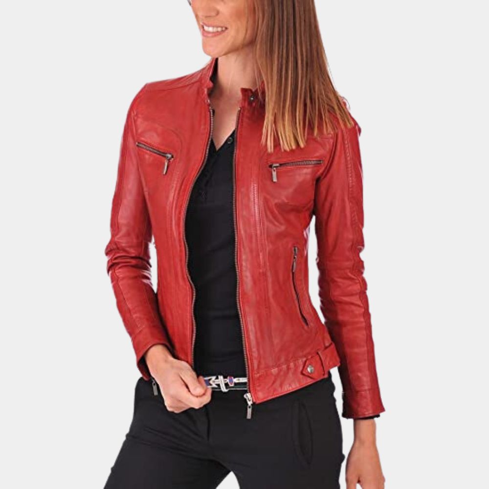 Buy Womens Claire Redfield Resident Evil Red Moto Leather Jacket