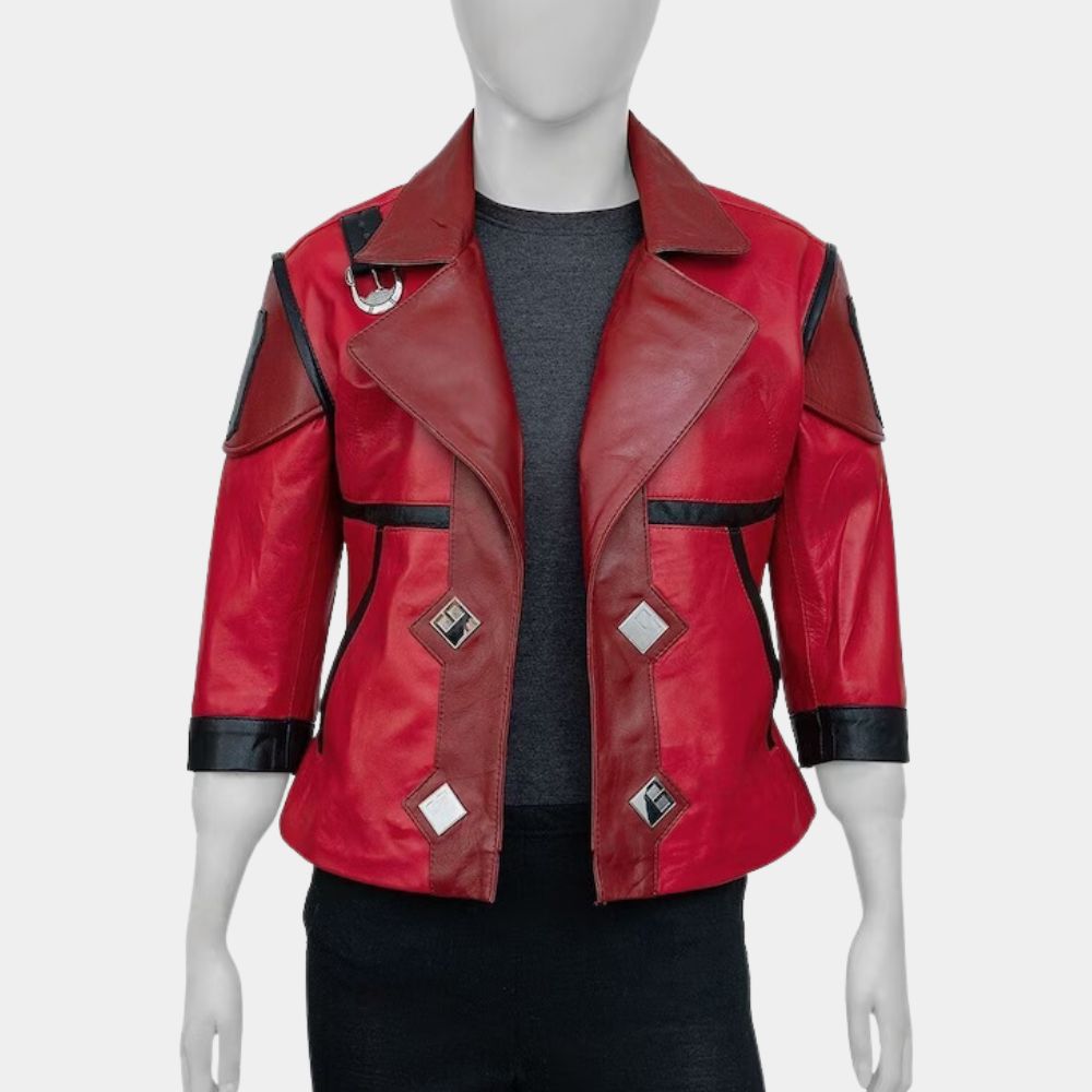 Arcane 4 Violet Red Leather Jacket - Front View