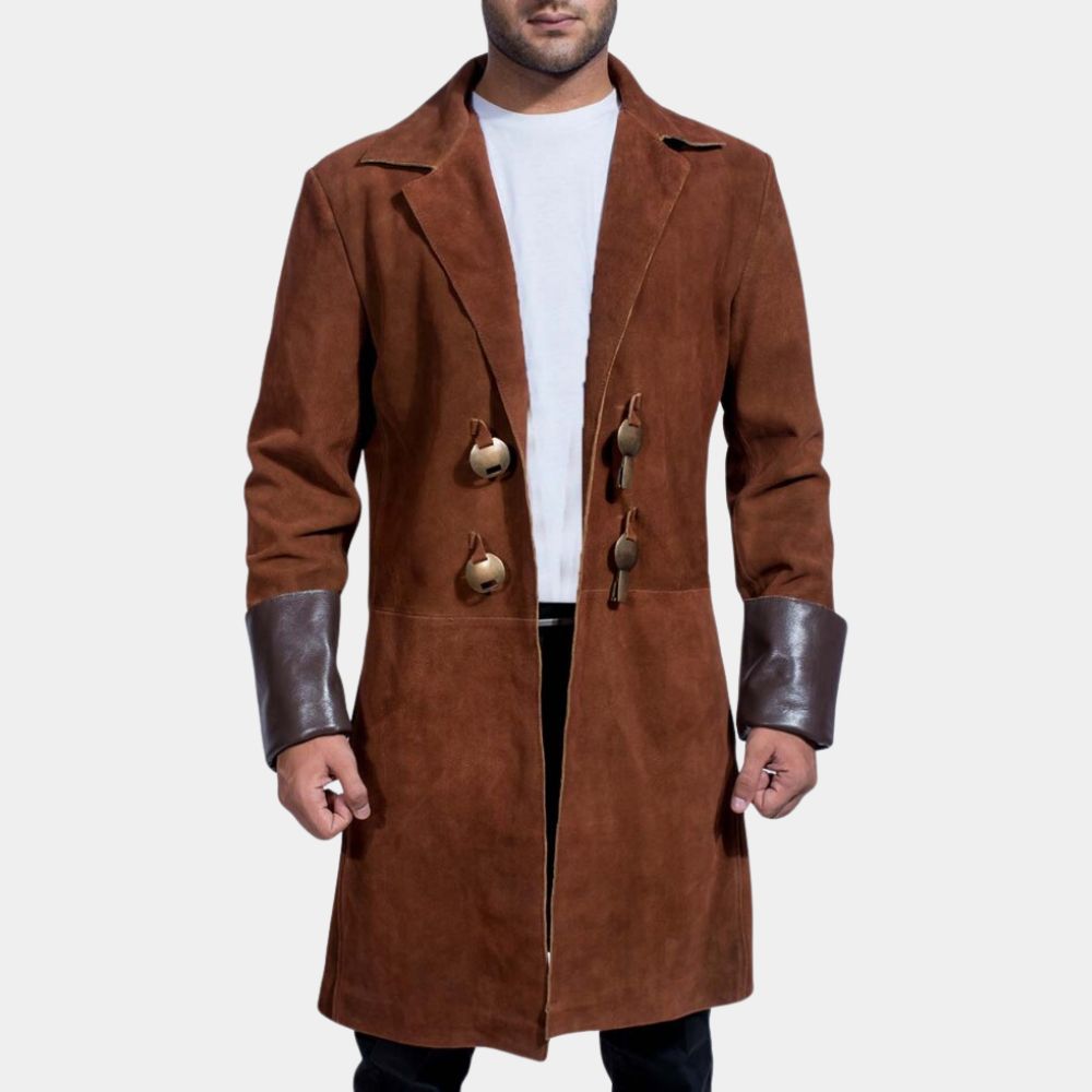 Firefly Captain Malcolm "Mal" Reynolds Suede Leather Trench Coat