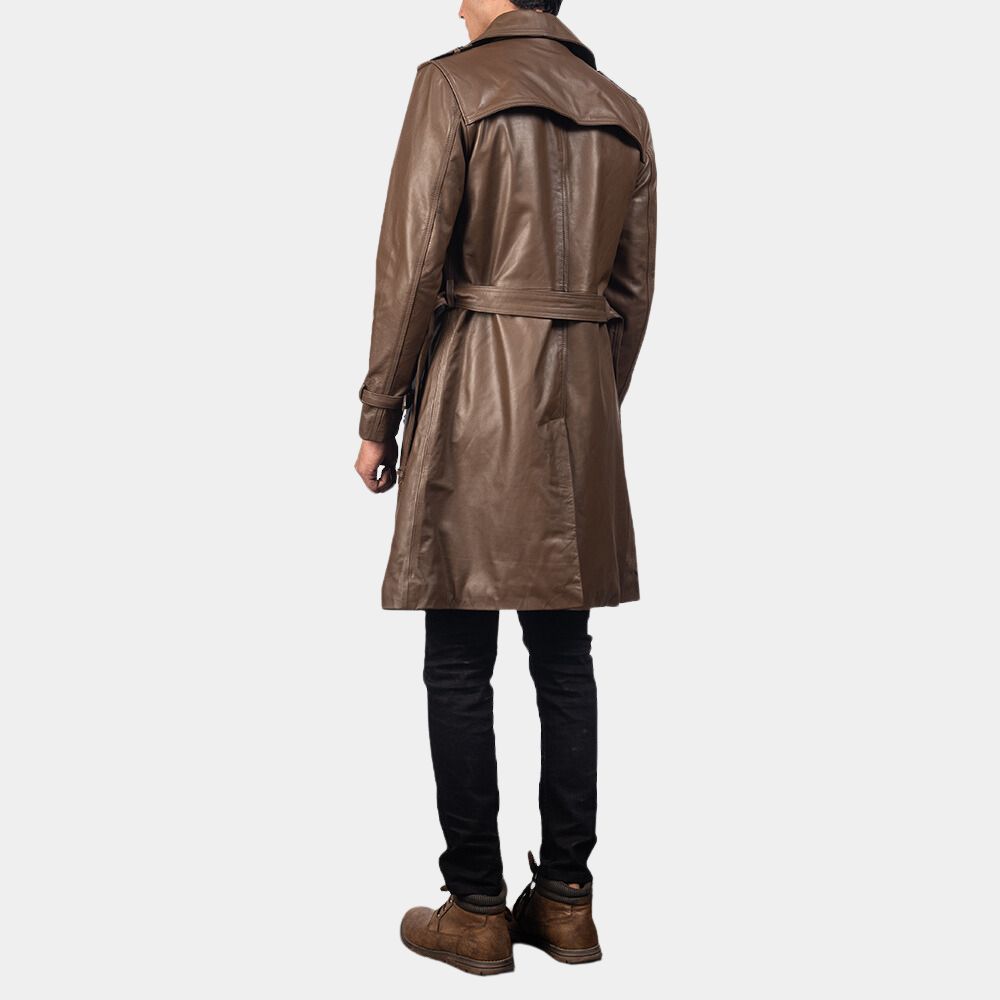 Watchmen Rorschach's Brown Leather Trench Coat | Double Breasted 3/4 ...