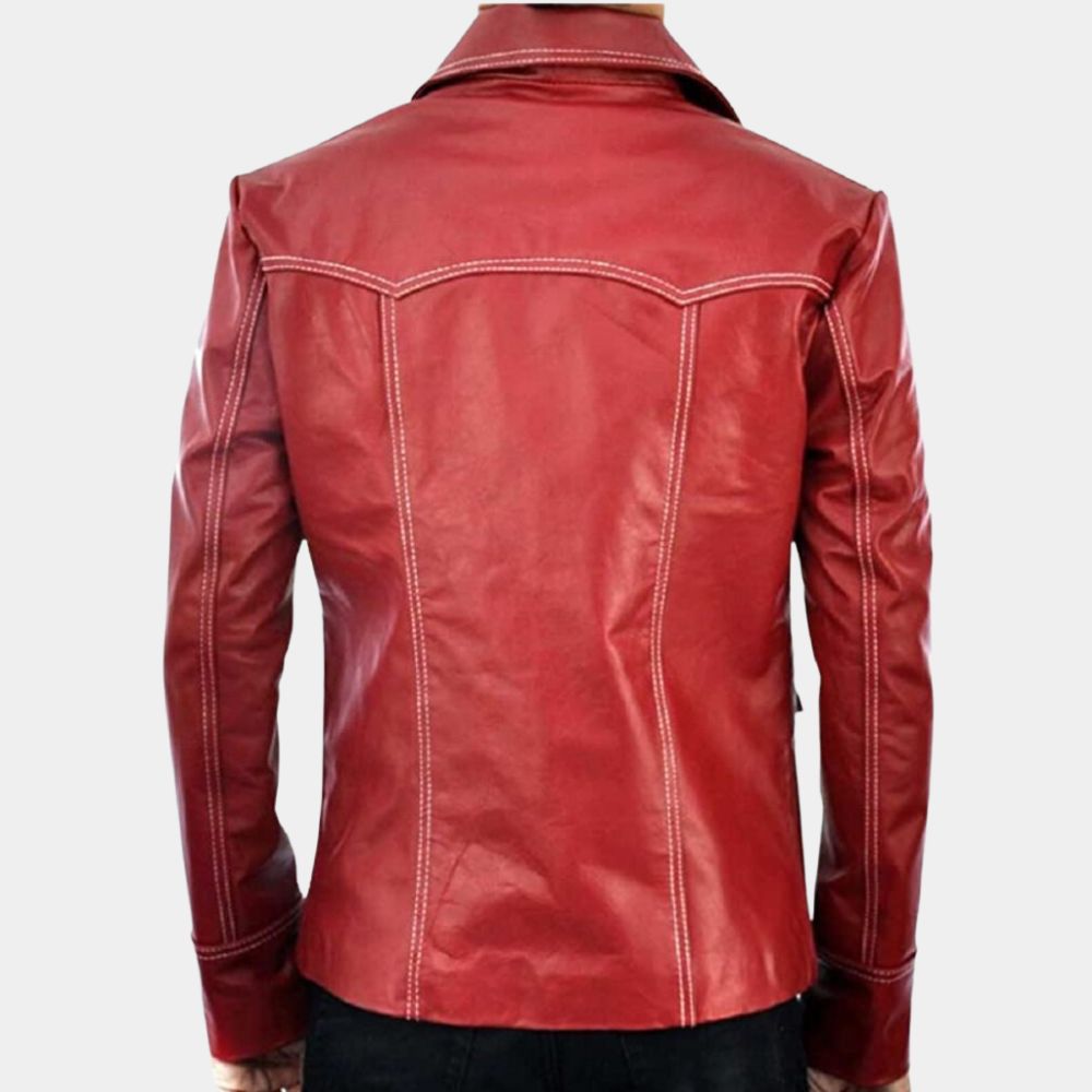 Fight Club Tyler Durden Red Jacket with exposed Stitching in Faux and ...