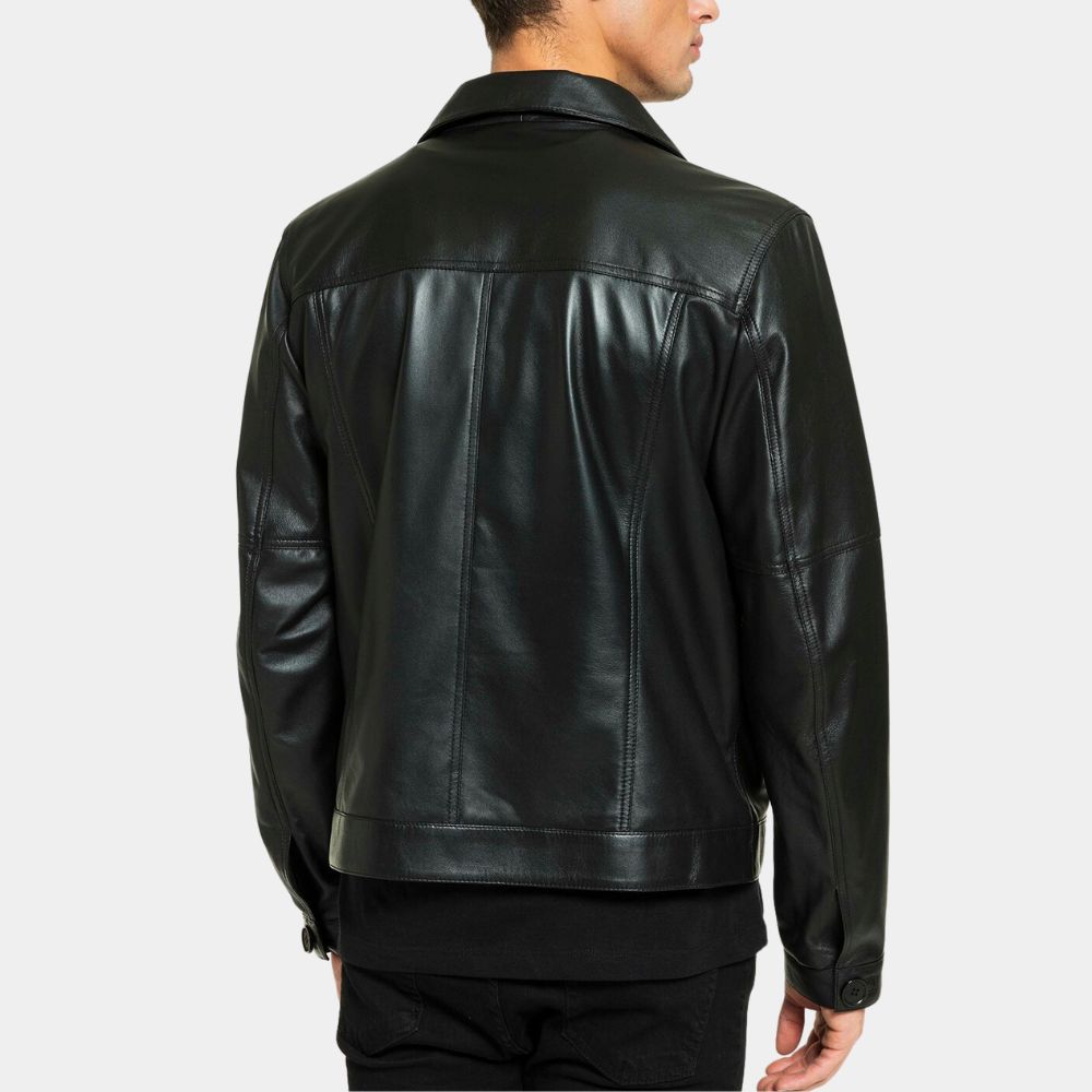 Elvis Presley Black Leather Biker Jacket | Trucker Style Leather Jacket ...