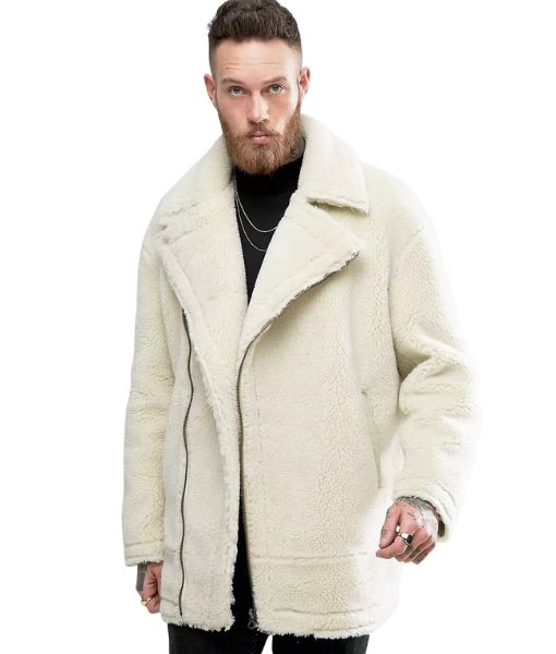 Faux shearling biker best sale