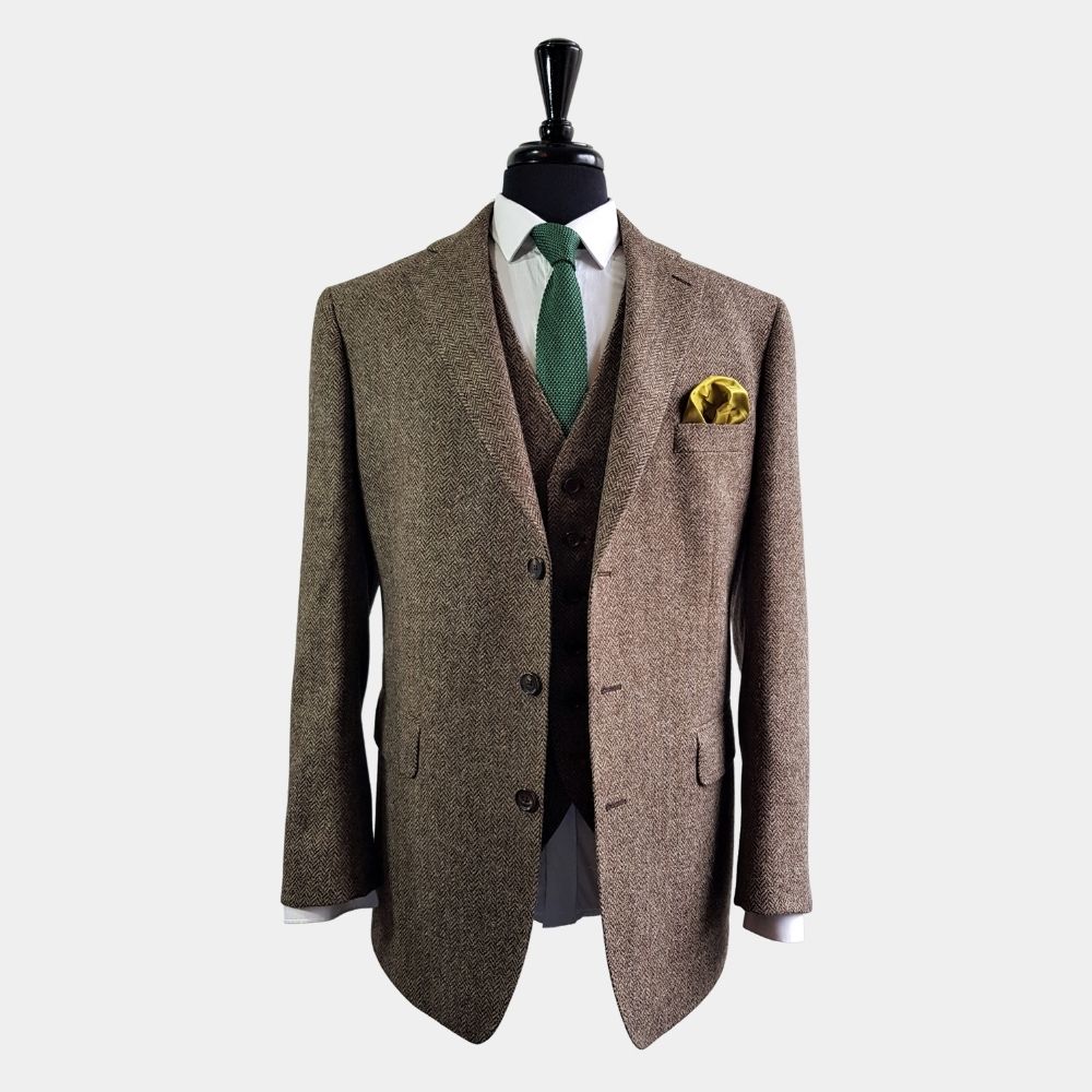 Mr. Monk's Last Case's Wool Tweed Jacket - Tony Shalhoub Brown Wool Three Button Blazer - Front View