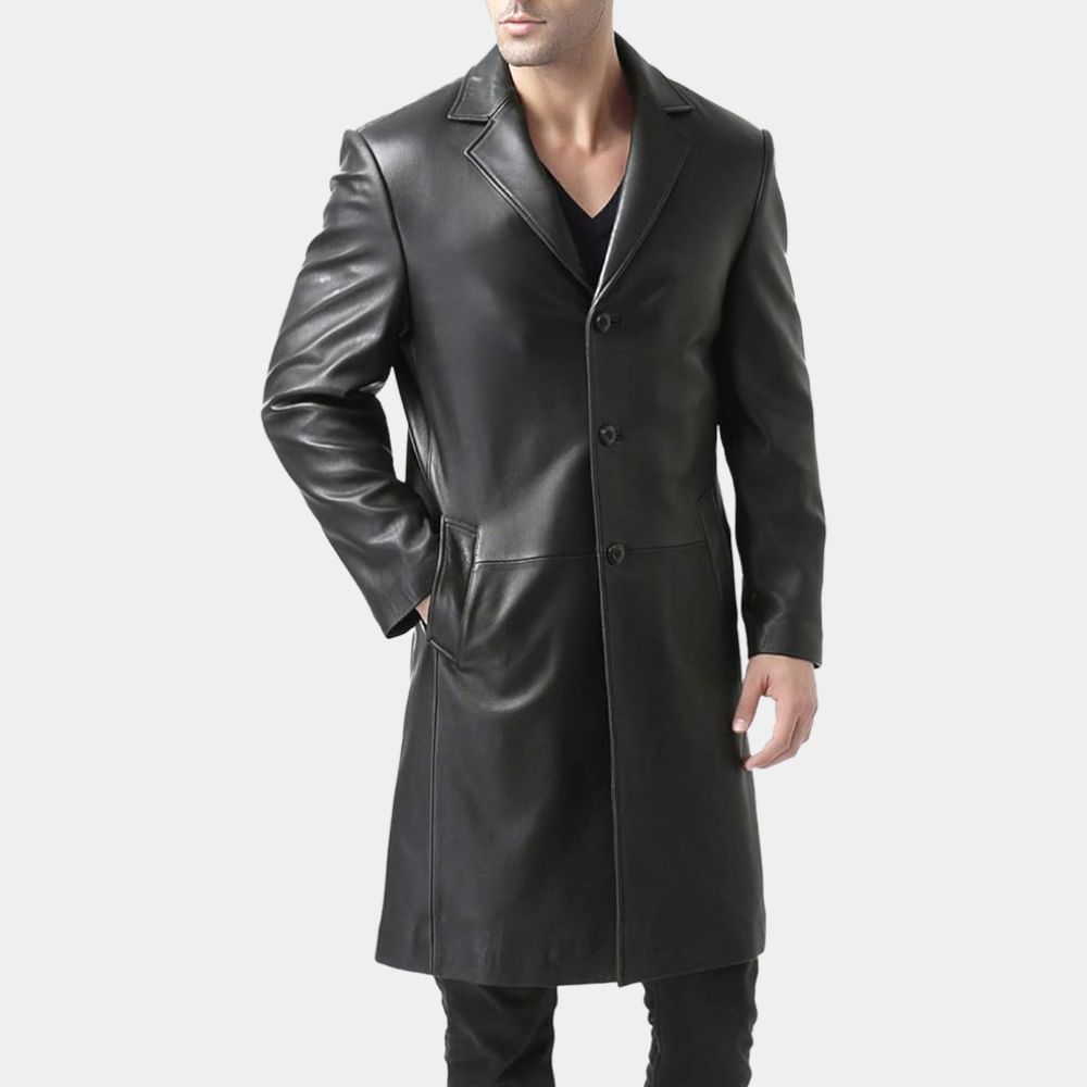 The Boys Billy Butcher Black Leather Trench Coat - SAFYD