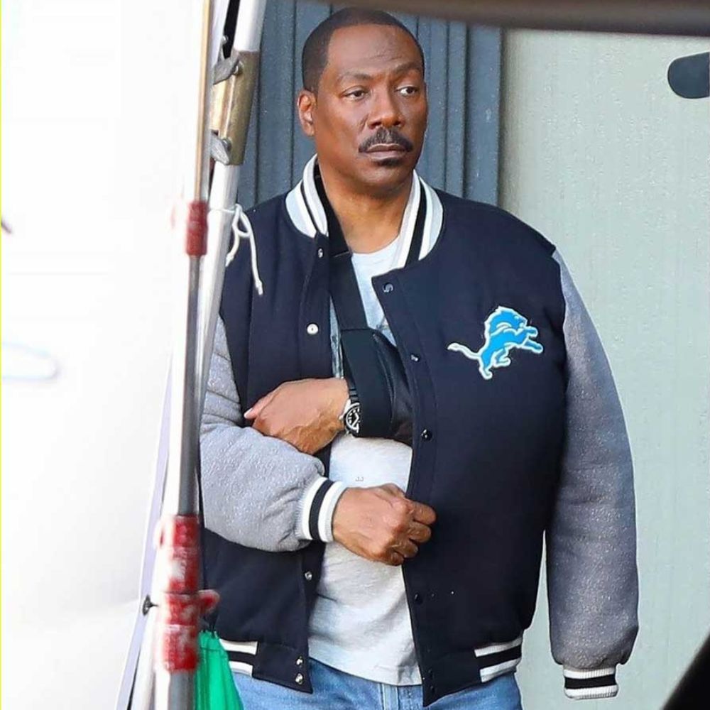 Beverly Hills Cop 4: Axel Foley aka Eddie Murphy Detroit Lions Two Tone Letterman Jacket - Front View