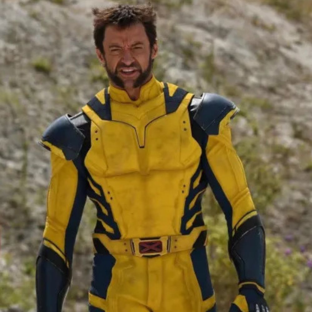 Deadpool & Wolverine Hugh Jackman Yellow & Blue Leather Jacket | Deadpool 3 Wolverine Real Leather Jacket - Front View