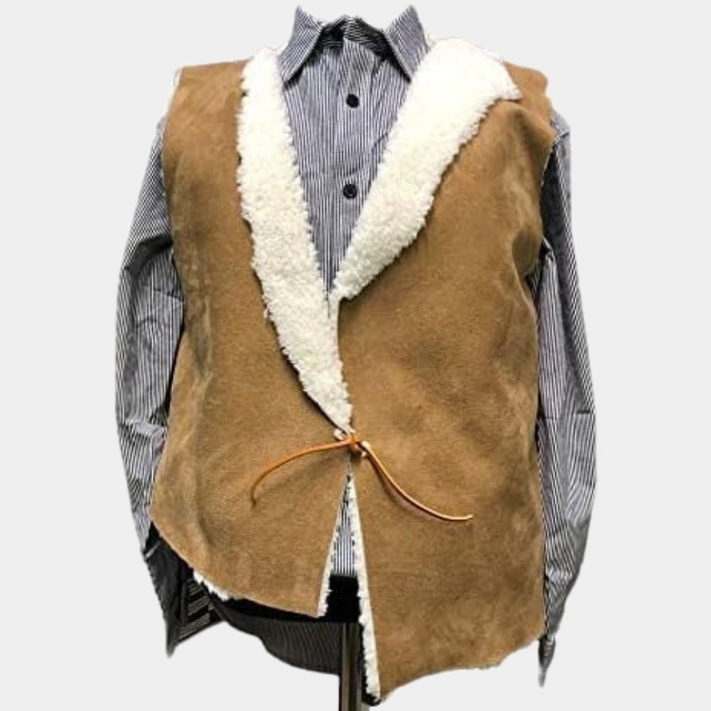 A Fistful of Dollars Clint Eastwood Leather Vest | Suede Leather Spaghetti Western Vest - Front View