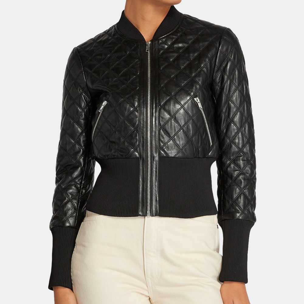 Fool Me Once Maya Stern aka Michelle Keegan Quilted Bomber Jacket - Front View