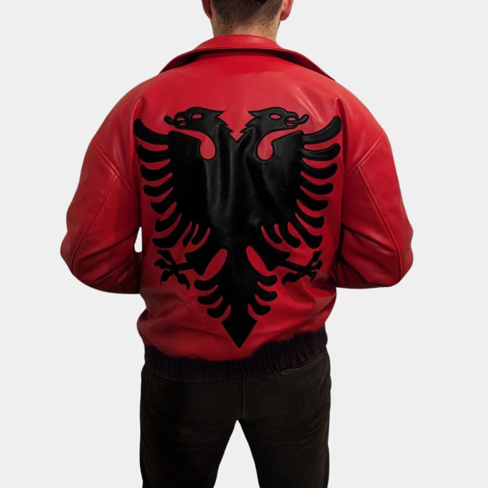 Drake: Polar Opposites Albanian Flag Red Bomber Jacket - Front View