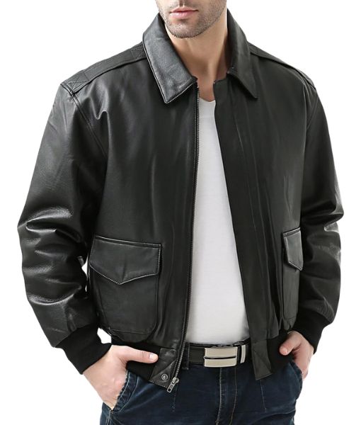 Mafia Wars Terry aka Tom Welling Black A-2 Flight Leather Bomber Jacket