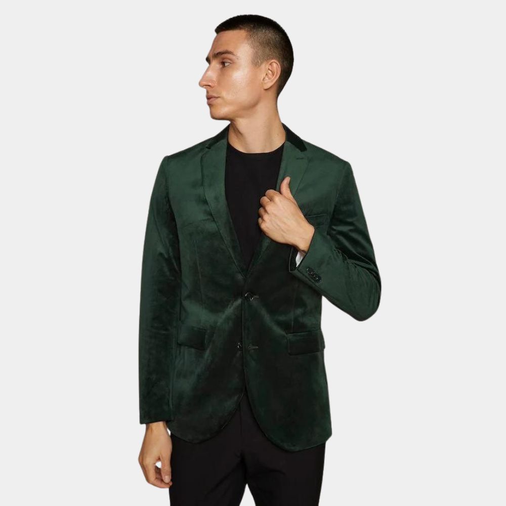 The Perfect Couple Tag Winbury aka Liev Schreiber Bottle Green Velvet Blazer - Front View