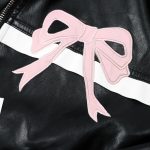 Pink Ribbons Black Leather Jacket - Image 4