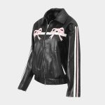 Pink Ribbons Black Leather Jacket - Image 2