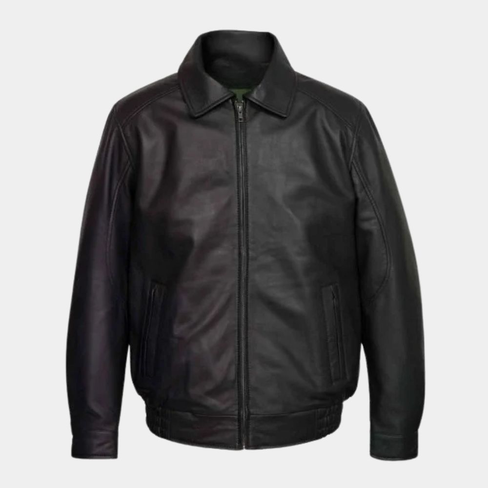 Freaky Tales Pedro Pascal (Clint) Black Harrington Style Leather Jacket - Front View