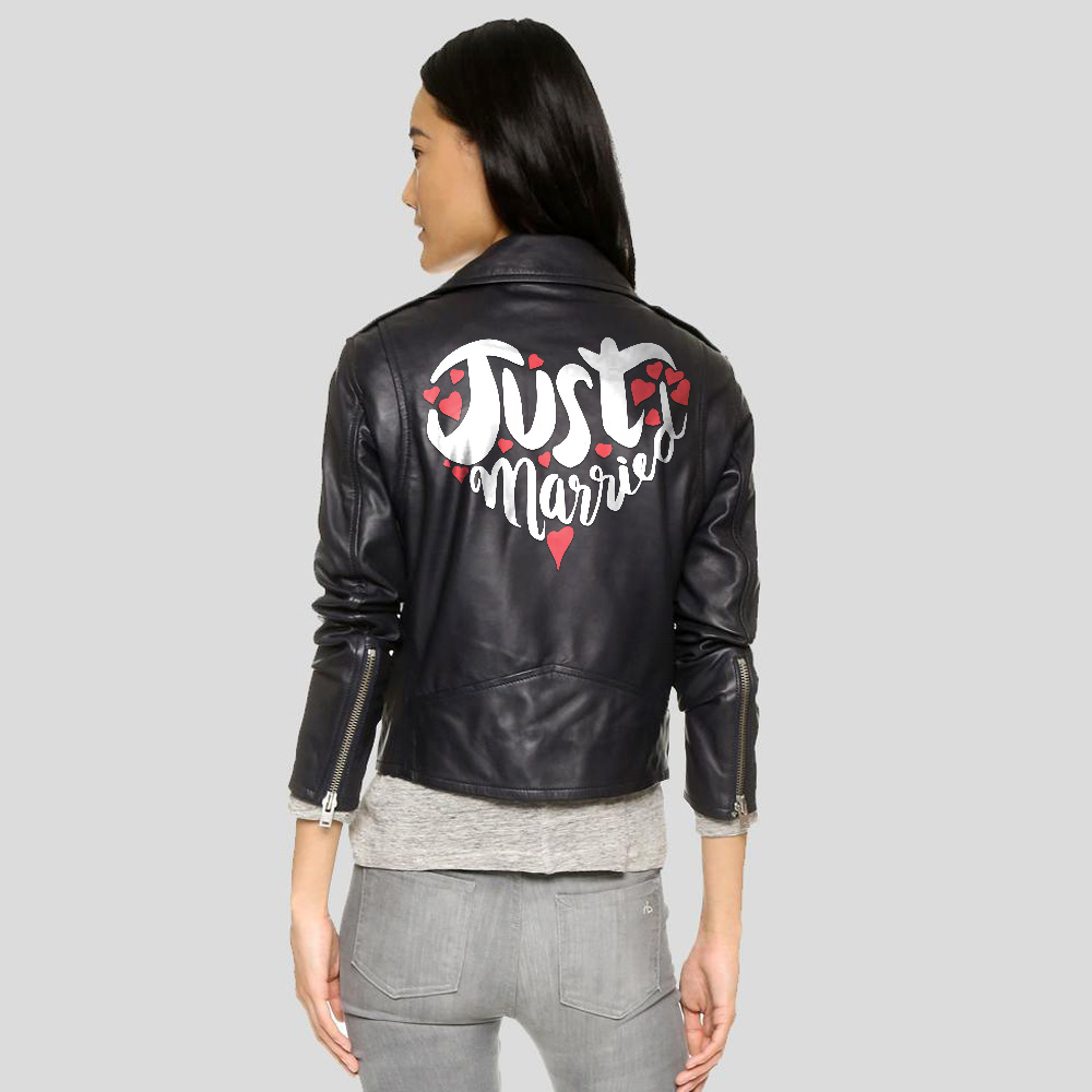 Just Married Leather Biker Jacket for Bachelor Party