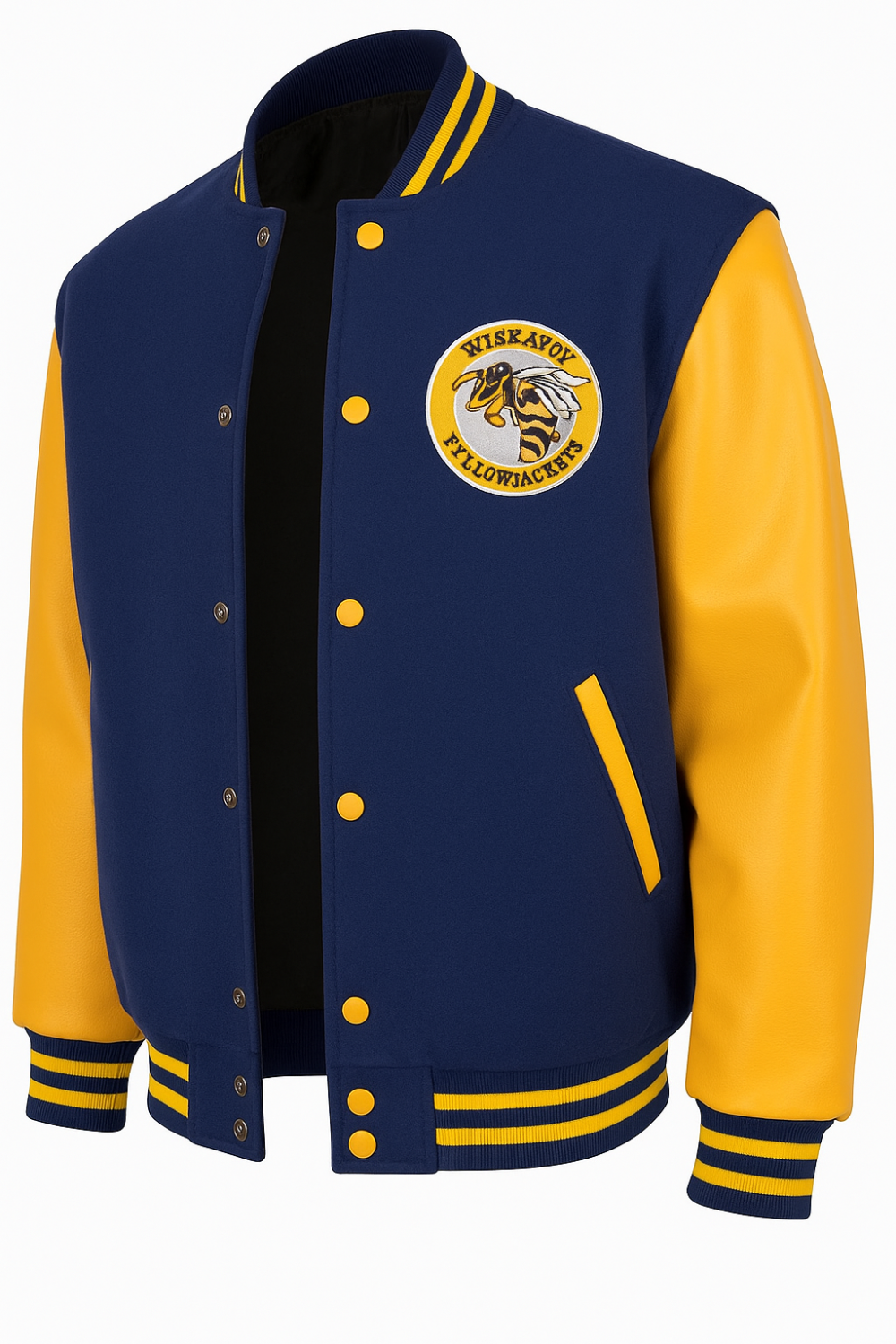 Yellowjackets varsity jacket in blue and yellow color