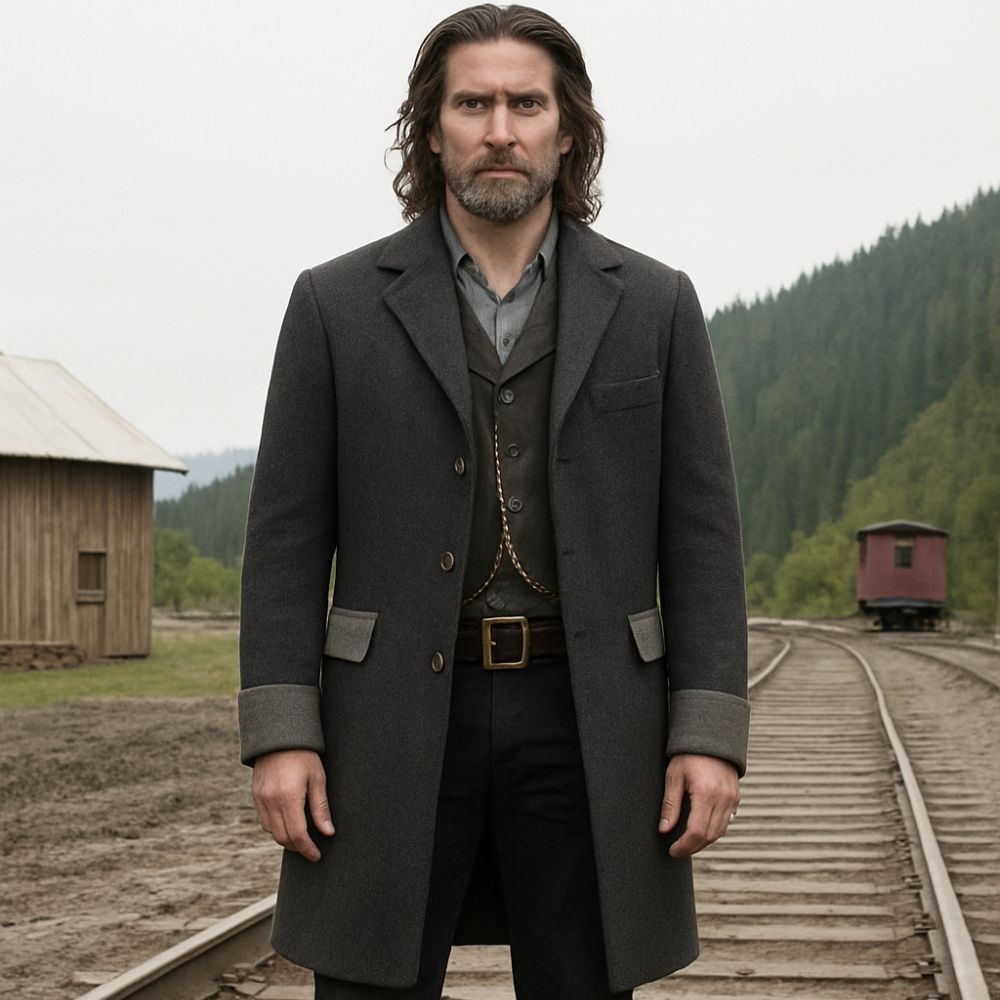 Hot On Wheels Cullen Bohannon Grey Long Wool Coat - Front View
