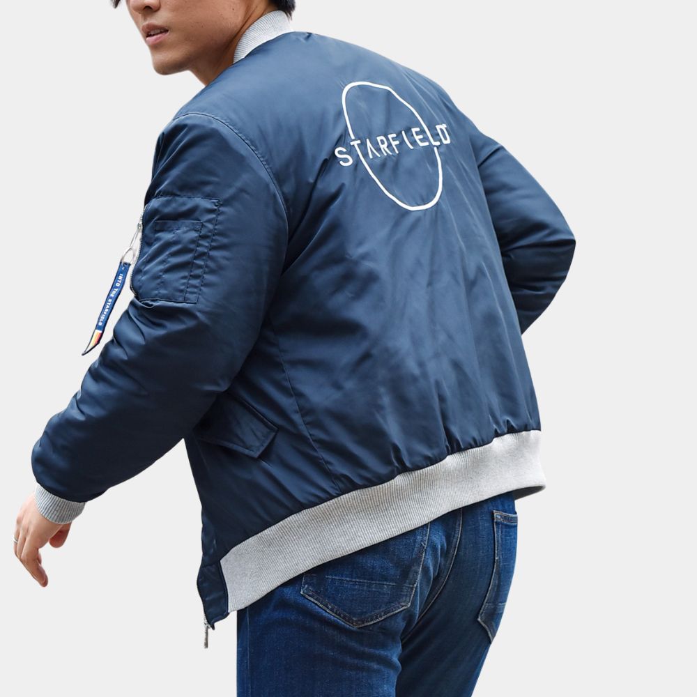 Video Game Starfield Blue Bomber Jacket - Image 3