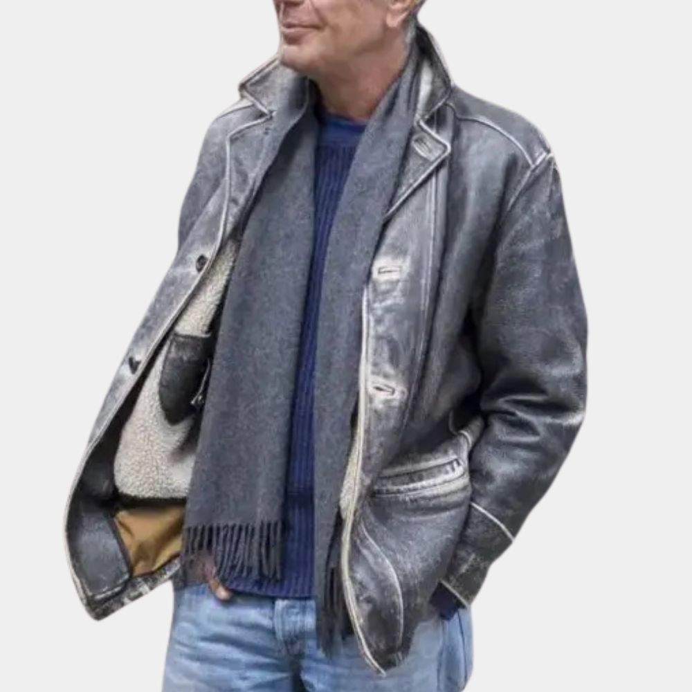 Parts Unknown Anthony Bourdain Leather Jacket - Front View