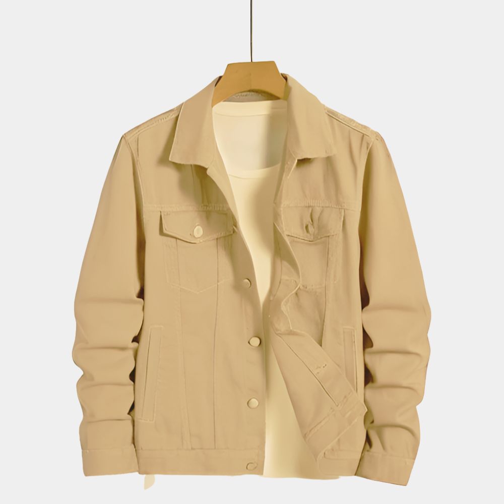 The Assassin Tv series Edward apricot color Jacket - Freddie Highmore Trucker Jacket - Front View