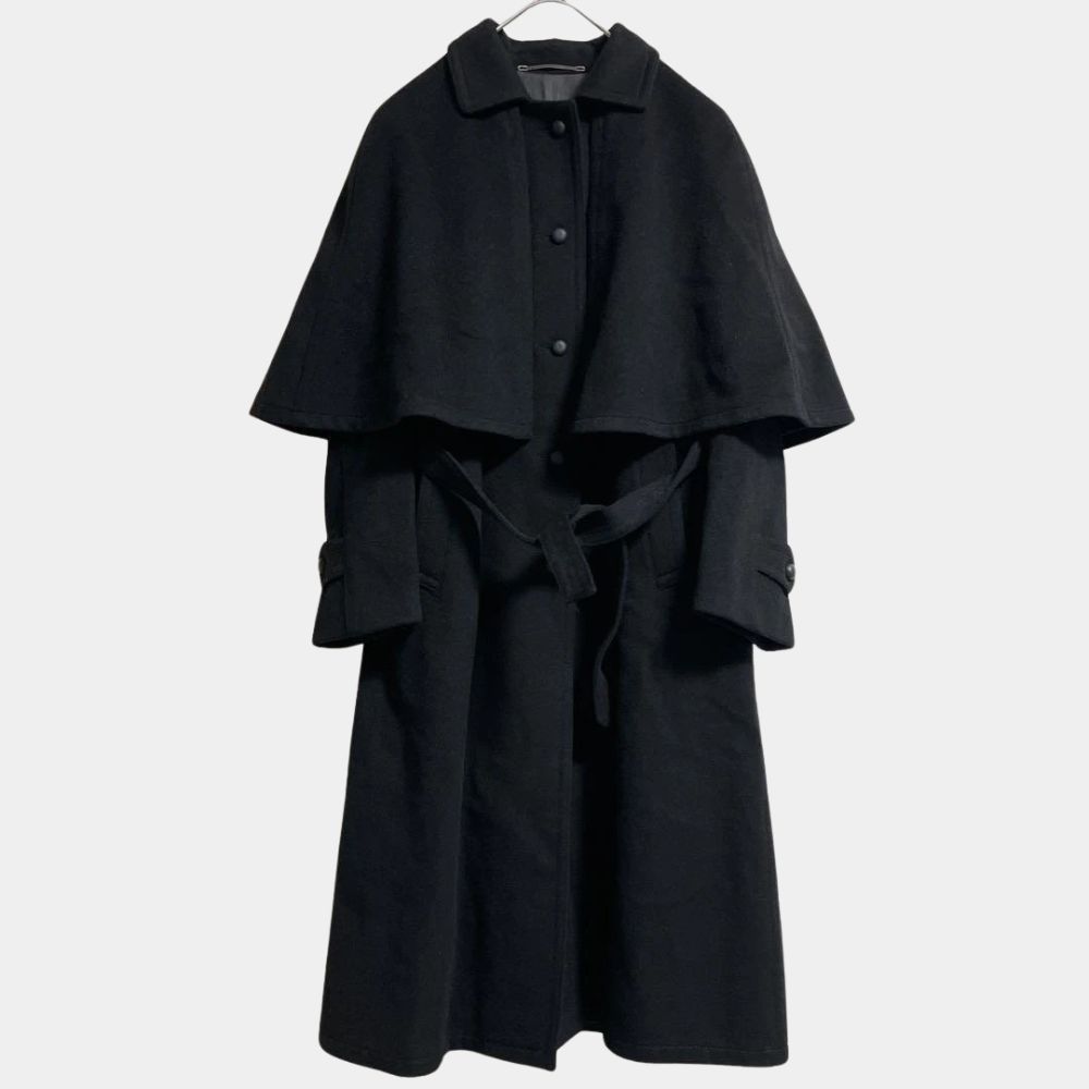 Wednesday Jenna Ortega Season 2 Black Wool Cape Coat - Front View