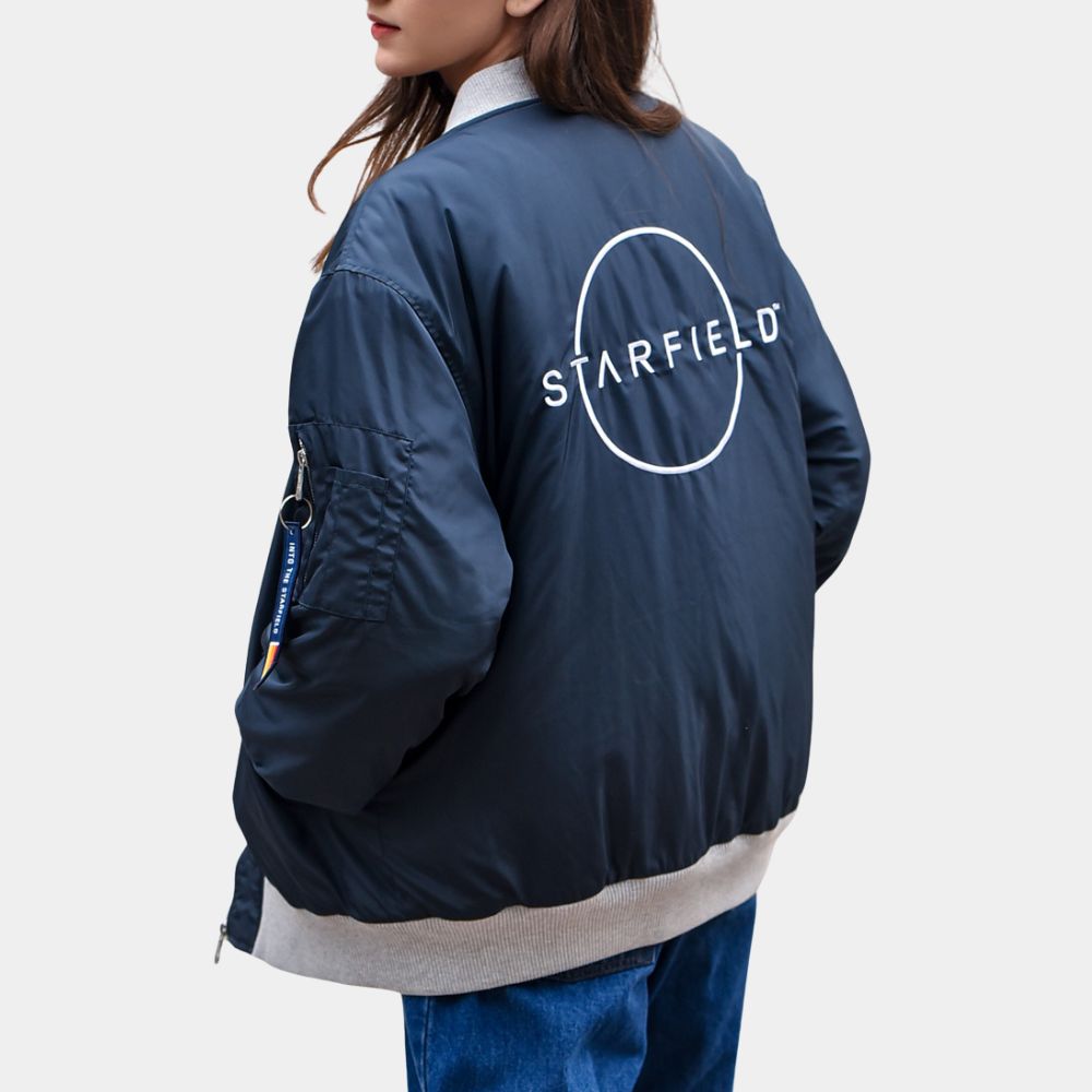 Video Game Starfield Blue Bomber Jacket - Image 6