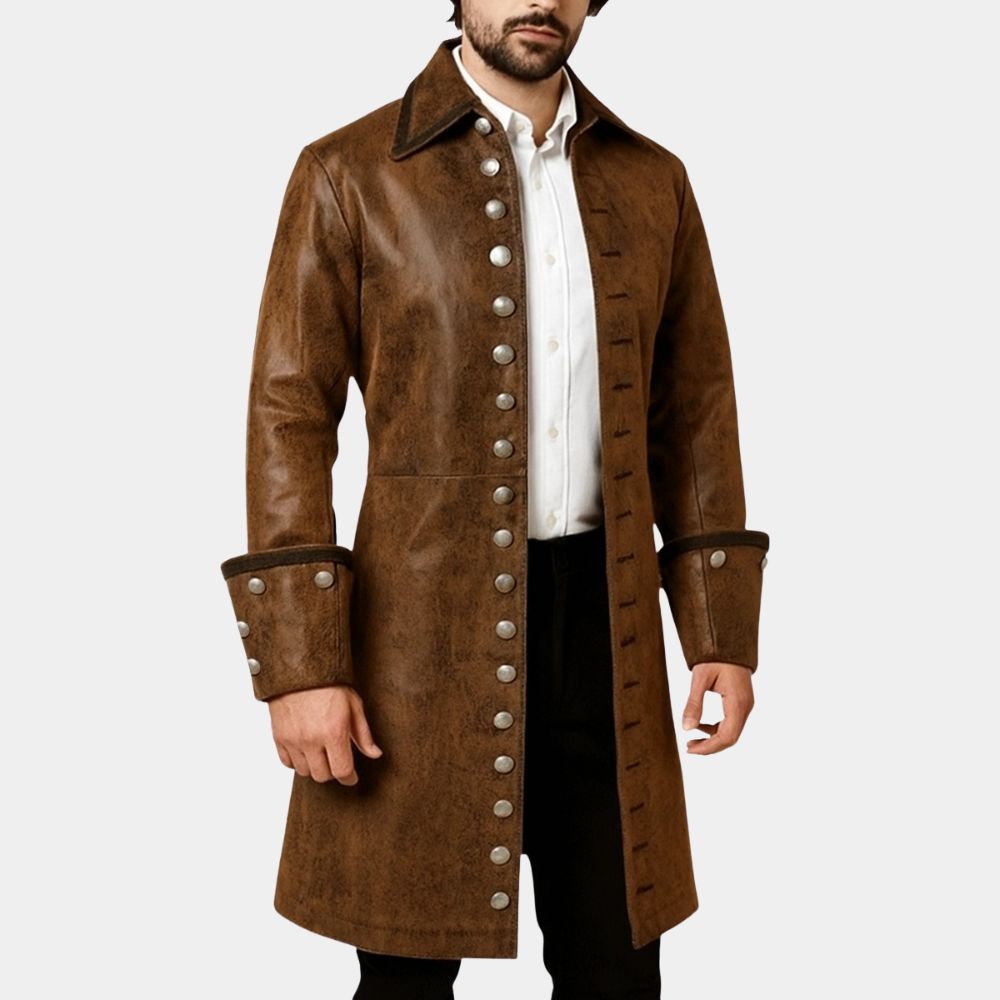 The Adventurous and Novel Steampunk Captain Coat - Front View