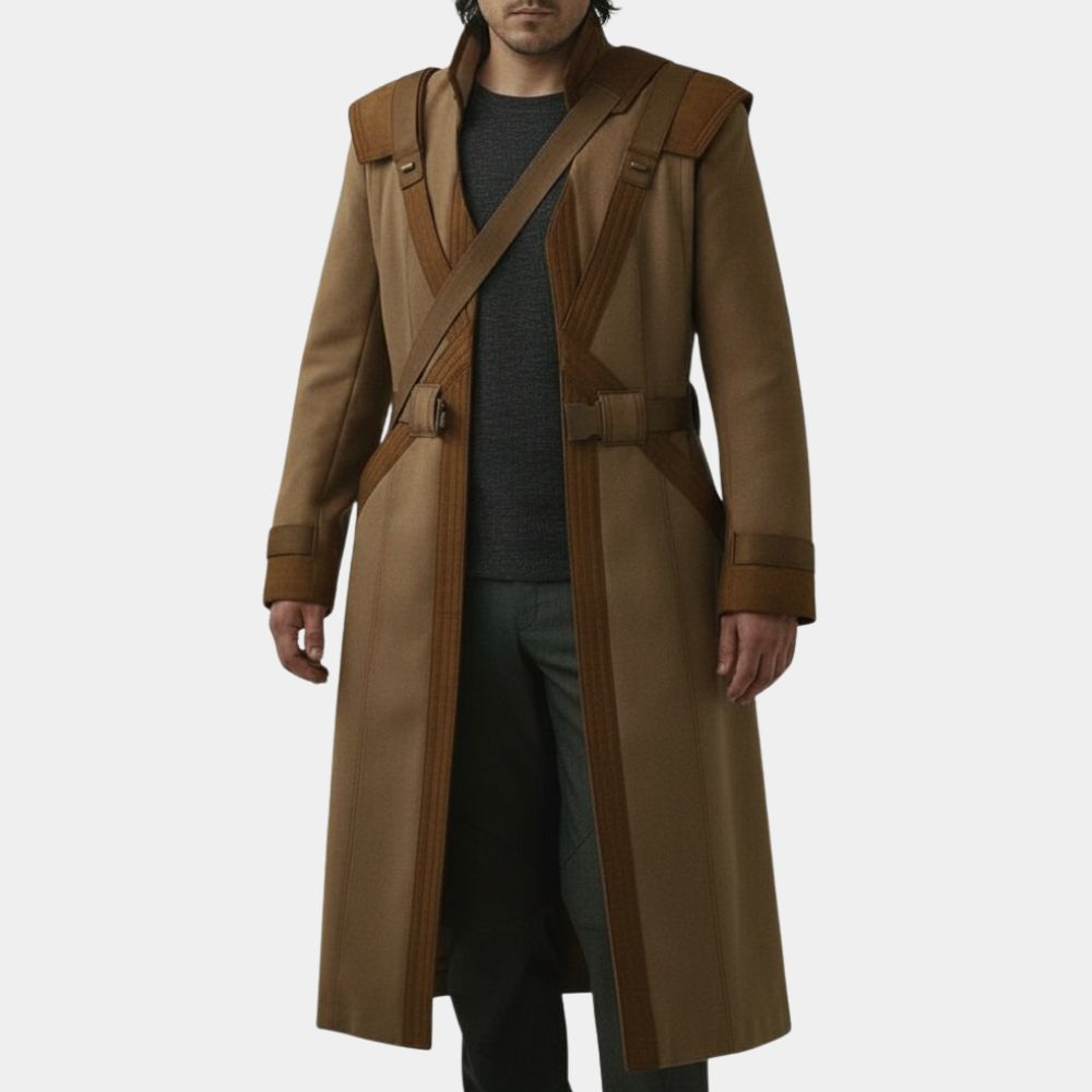 Rogue One Andor Diego Luna (Cassian Andor) Tan Cotton Trench Coat - Front View