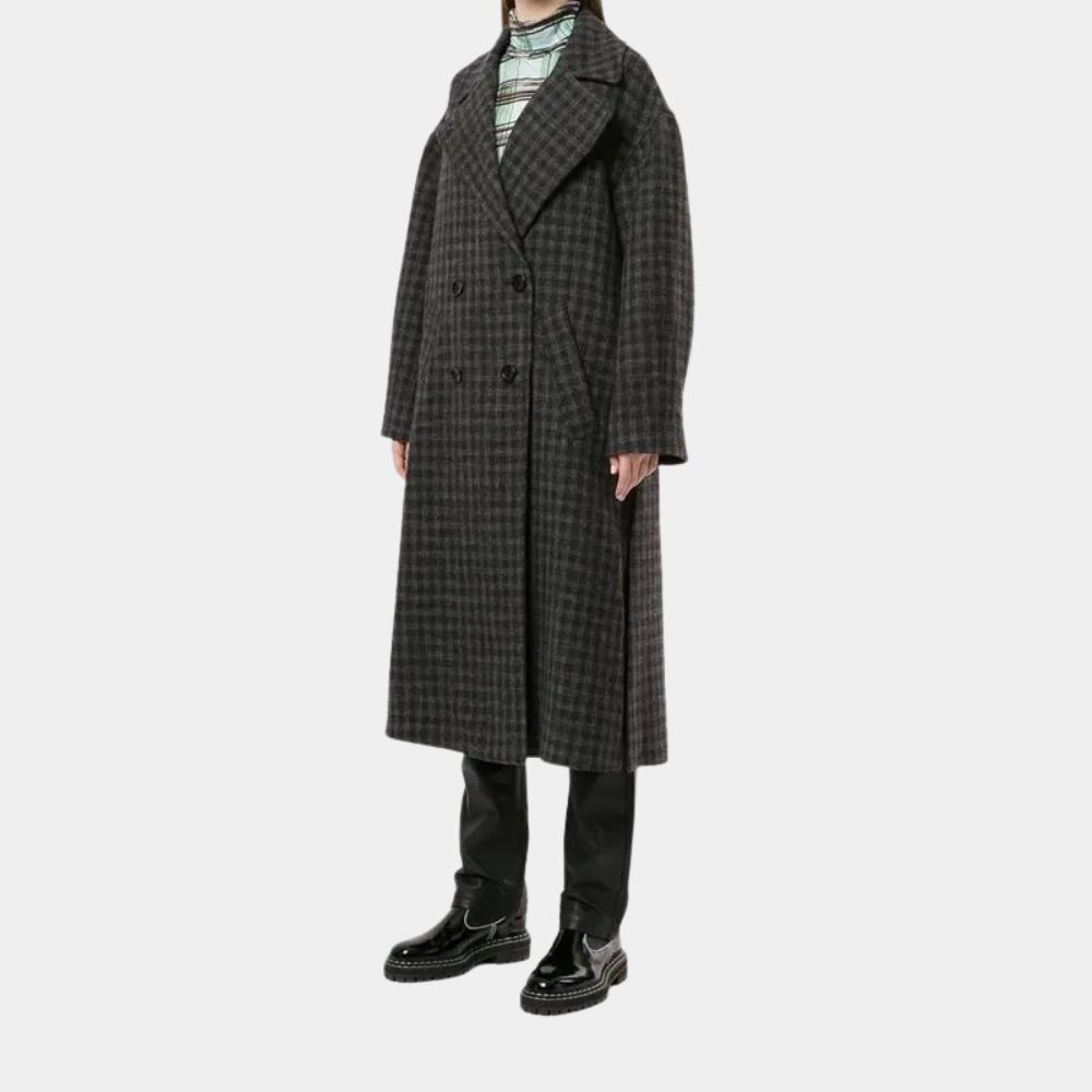 Hawkeye Kate Bishop Wool Plaid Long Coat - Front View
