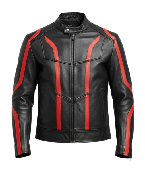 Men's Red Stripped Tron Ares Leather Jacket