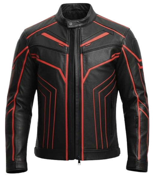 Men's Red Stripped Tron Ares Leather Jacket