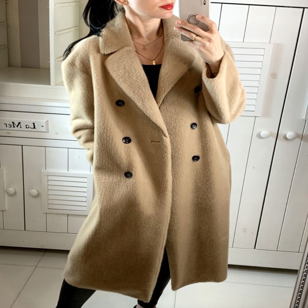 A Merry Little Ex-Mas Alicia Silverstone Trench Shearling Coat - Front View