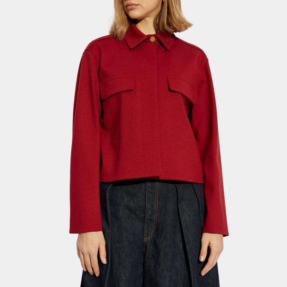 The Family Plan 2 Michelle Monaghan (Jessica Morgan) Red Wool Jacket - Front View