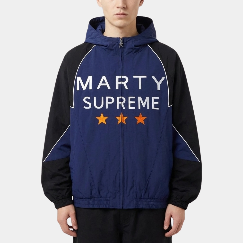 Marty Supreme Blue Hooded Windbreaker Jacket