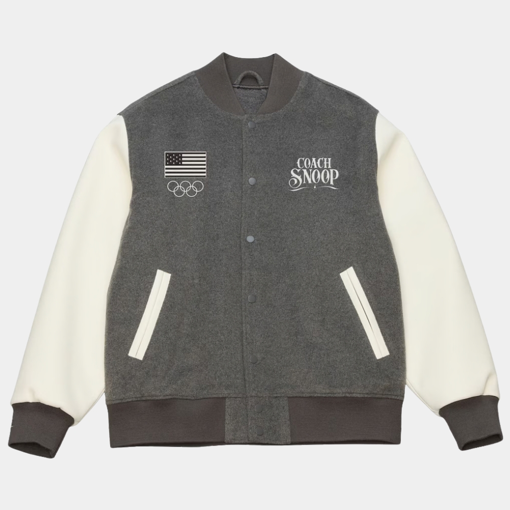 coach snoop wool grey varsity jacket-
